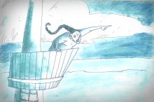 ilustracion Moby-Dick: Tashtego divisa las ballenas