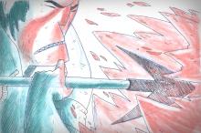 ilustracion Moby-Dick: Herrero haciendo un arpón