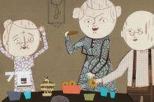 ilustracion Las aventuras de Huckleberry Finn: Los granjeros comentando asombrados los extraños detalles de la fuga de Jim