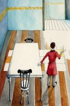 ilustracion El extraño caso del doctor Jekyll y el señor Hyde: Utterson, abatido, se dirige a su despacho