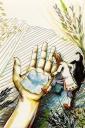 ilustracion Los viajes de Gulliver: El granjero le tiende la mano