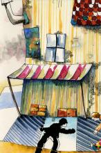 ilustracion Los viajes de Gulliver: Panorama de la ciudad de Lagado