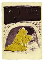 ilustracion La isla del tesoro: Jim y su madre se esconden de los piratas