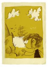 ilustracion La isla del tesoro: Jim avista La Hispaniola