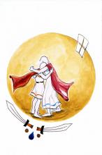 ilustracion La Odisea: Ulises y Telémaco se reencuentran