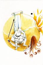 ilustracion La Odisea: Ulises y Penélope después de la sangrienta venganza