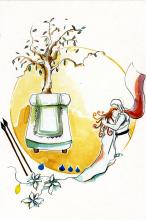 ilustracion La Odisea: Ulises y Penélope se abrazan