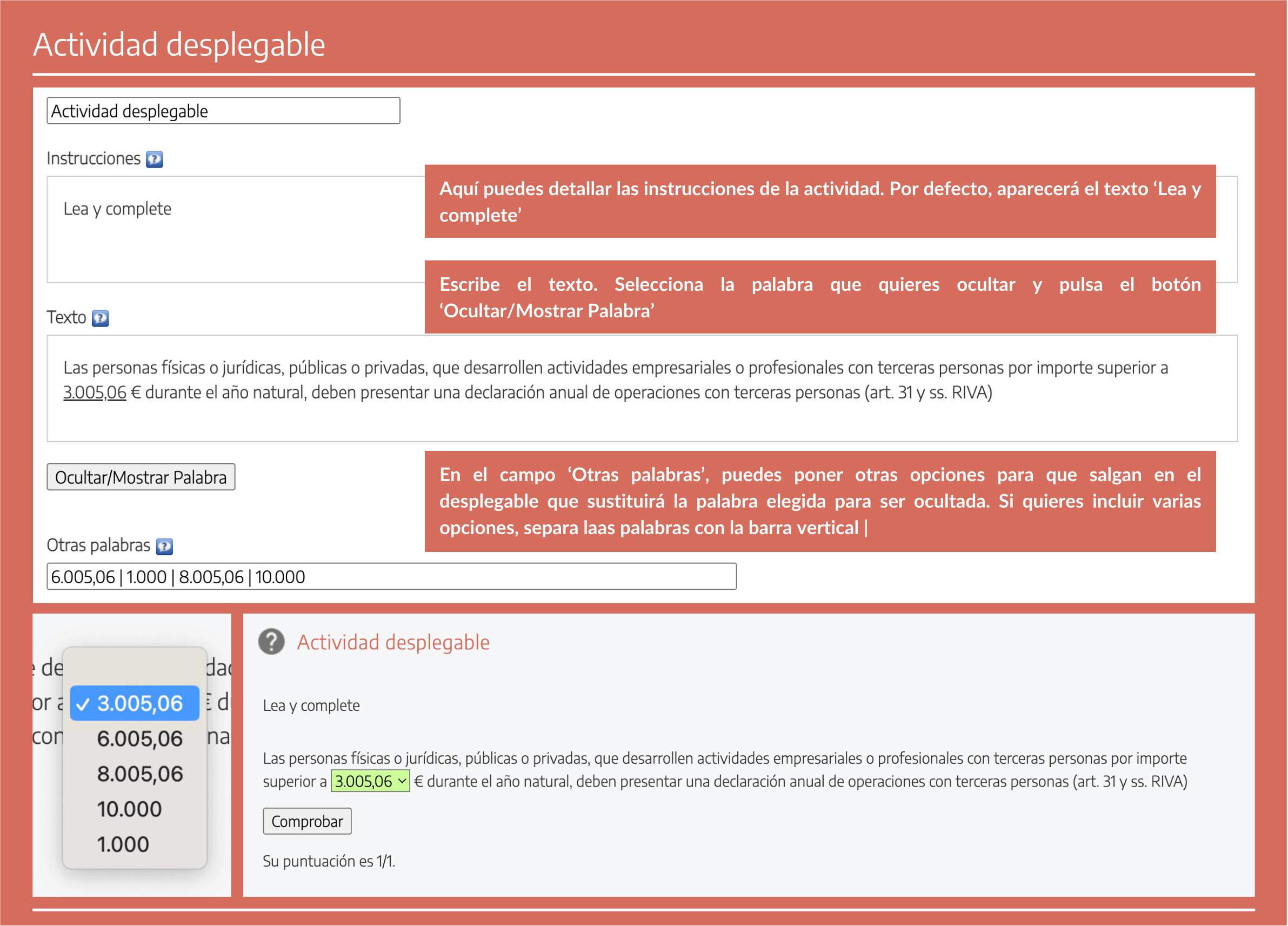 Actividad desplegable