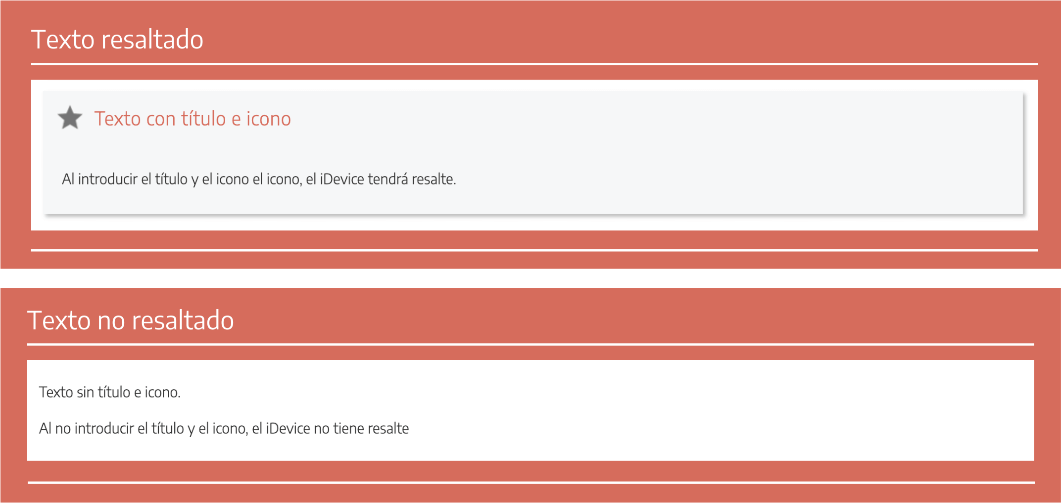 Texto resaltado y no resaltado