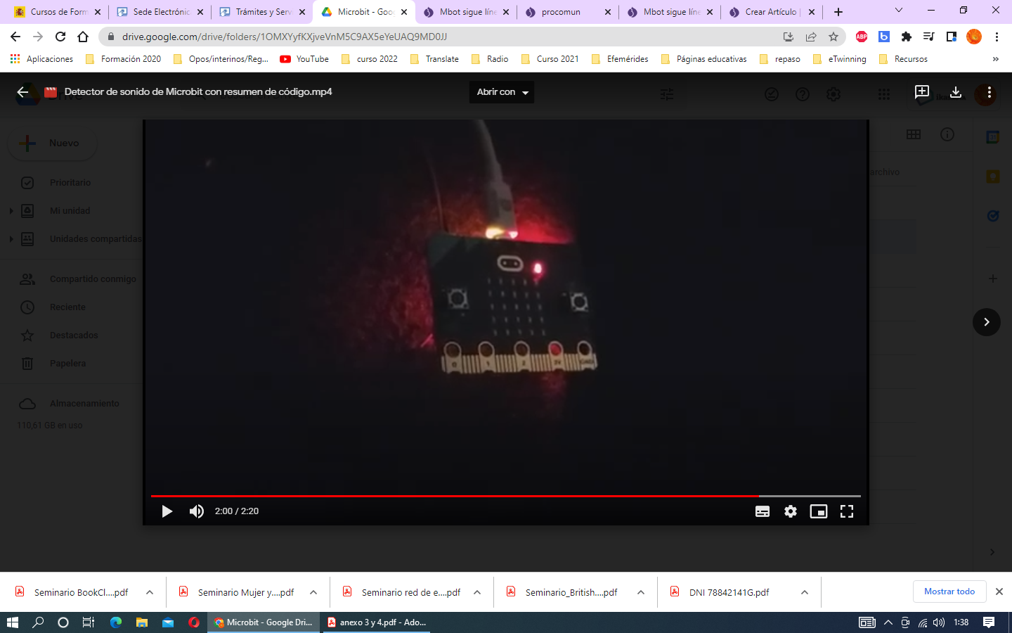 Placa microbit en la oscuridad