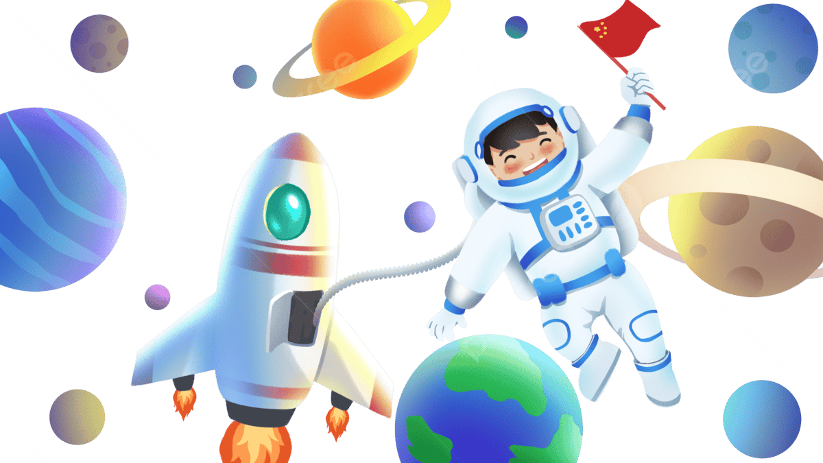 Astronauta fuera de una nave espacial entre planetas