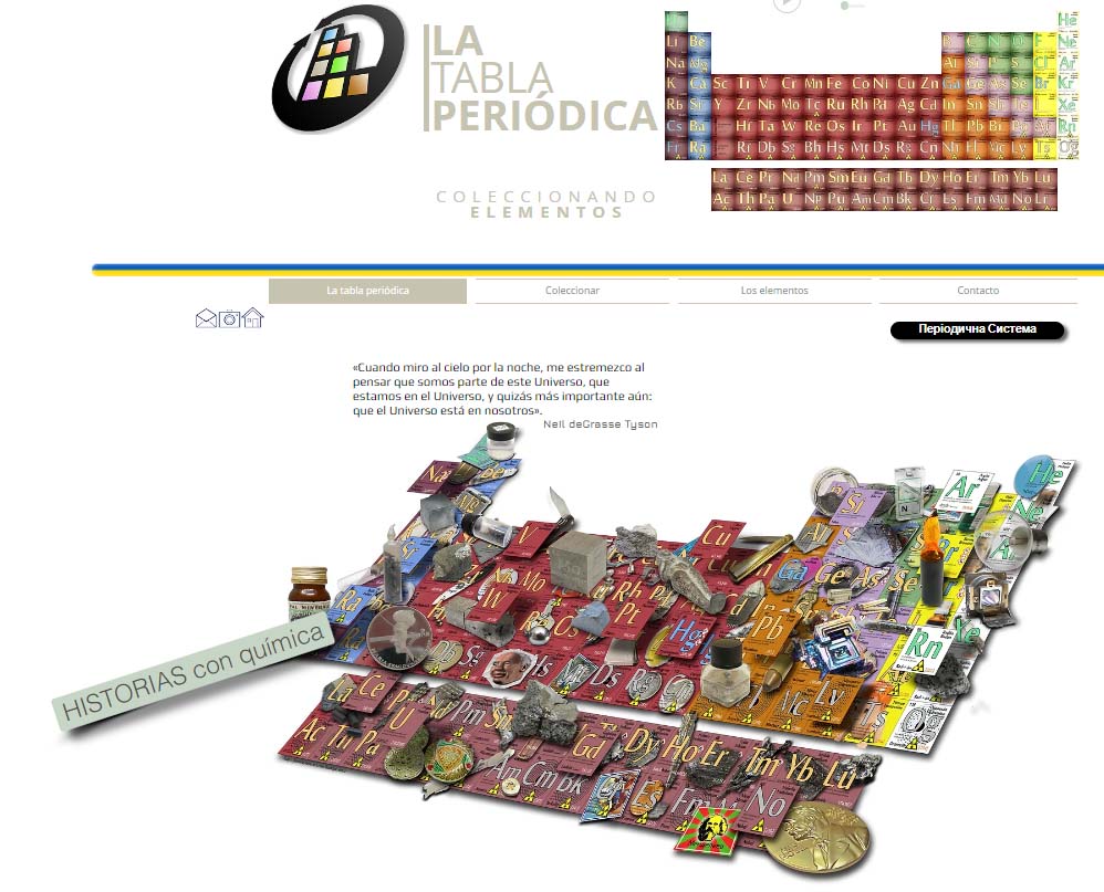 Portada de la página La tabla periódica. Coleccionando elementos.