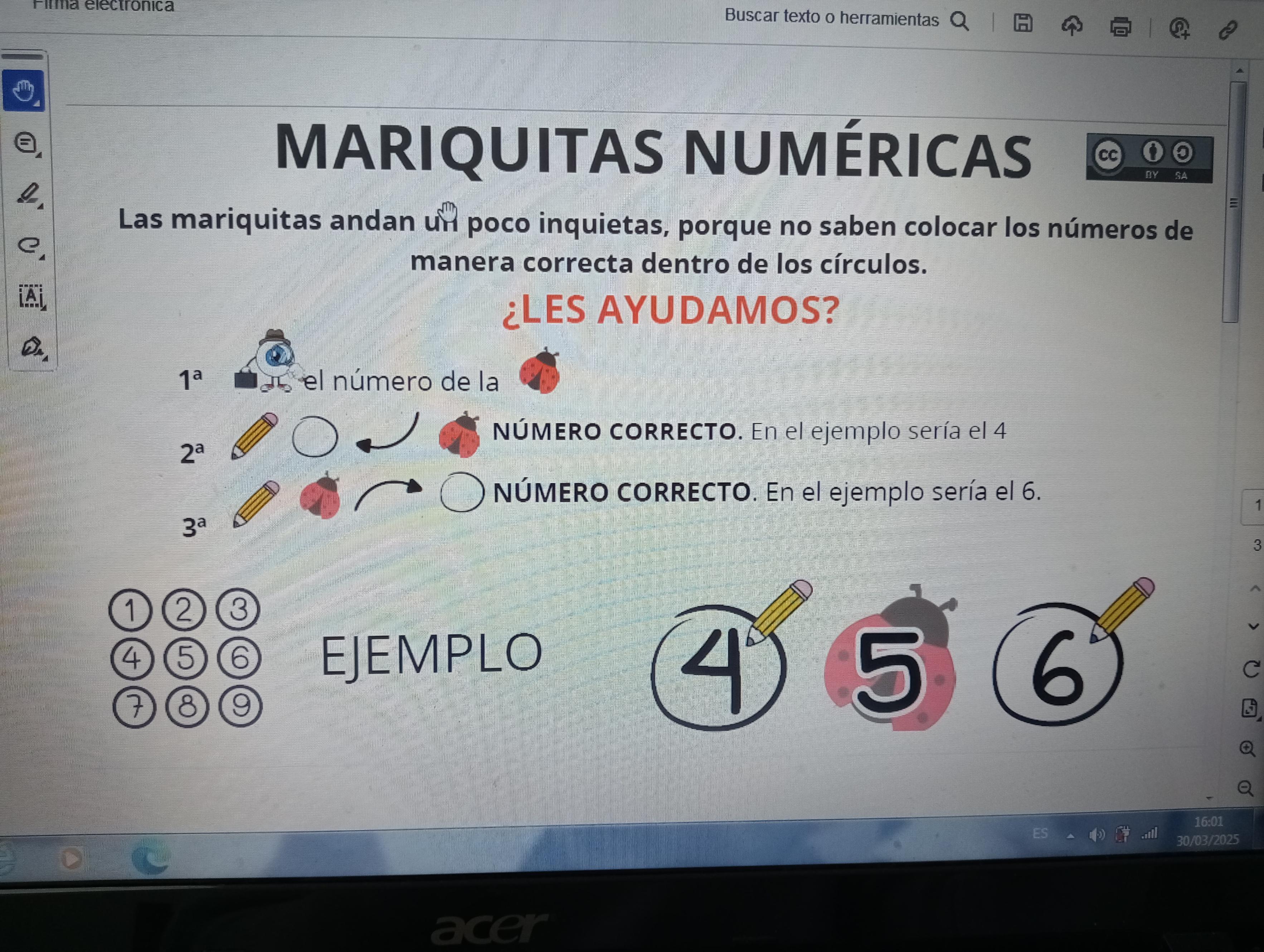 mariquitas con números posterior y anterior