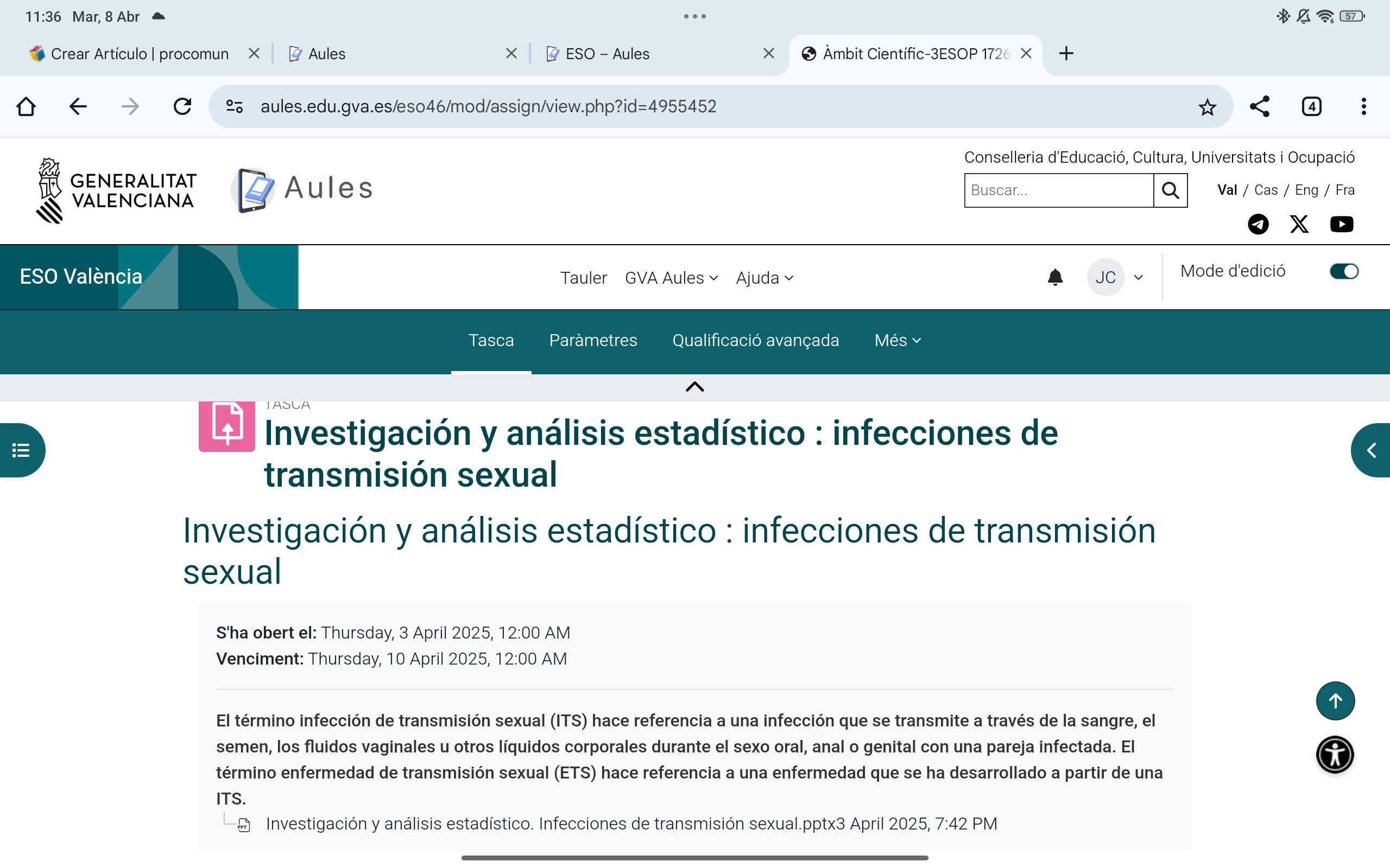 Investigación y análisis estadístico : infecciones de transmisión sexual