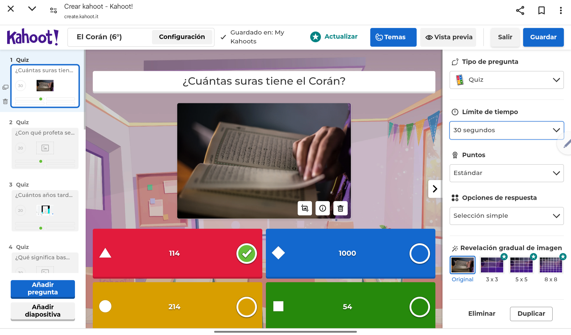 Captura del kahoot