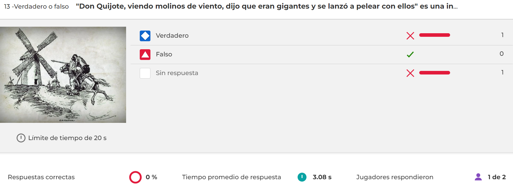 Recurso digital kahoot sobre tipos de textos basados en el Quijote  (actividad adaptada)