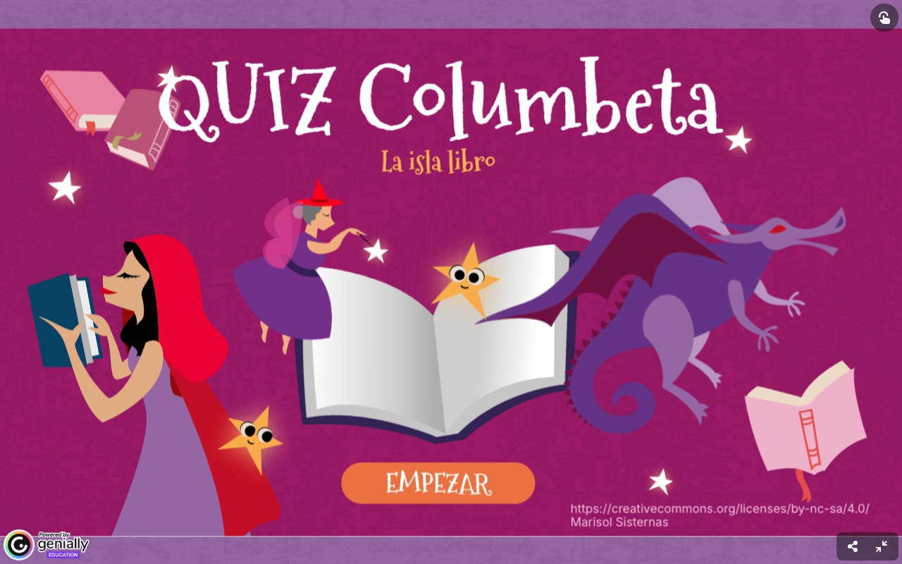 Genially compresnión lectora cuento Columbeta, la isla libro.