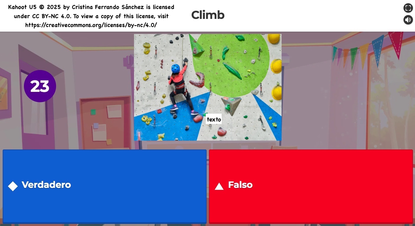 Pregunta número 1 del juego kahoot diseñado para trabajar la unidad 5 de la asignatura de inglés en primero de primaria