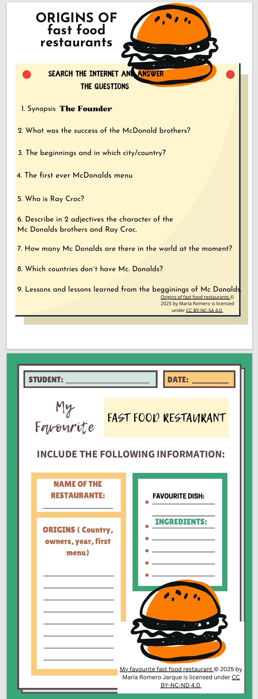 Research origins of fast food restaurants REA: https://www.canva.com/design/DAGiqZejzZc/WBd_ieh1GTVZoiqTSYdHKw/edit