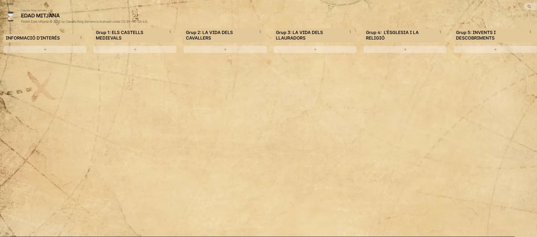 Pantalla principal del padlet