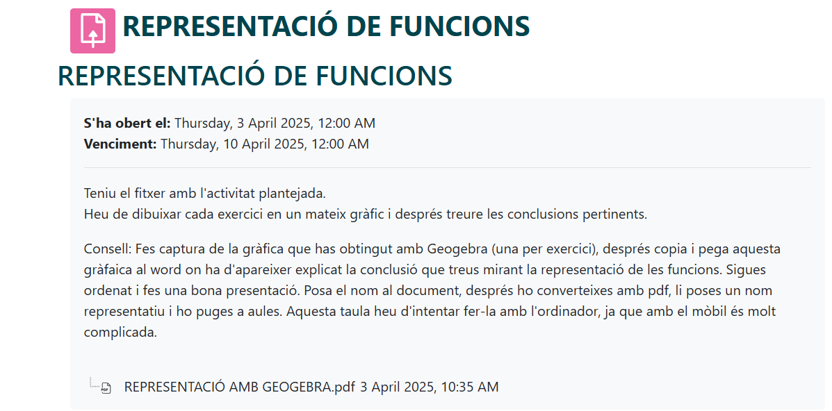REPRESENTACIÓ DE FUNCIONS AMB GEOGEBRA