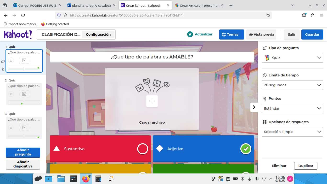 Ejemplo actividad Kahoot para 5º de Primaria