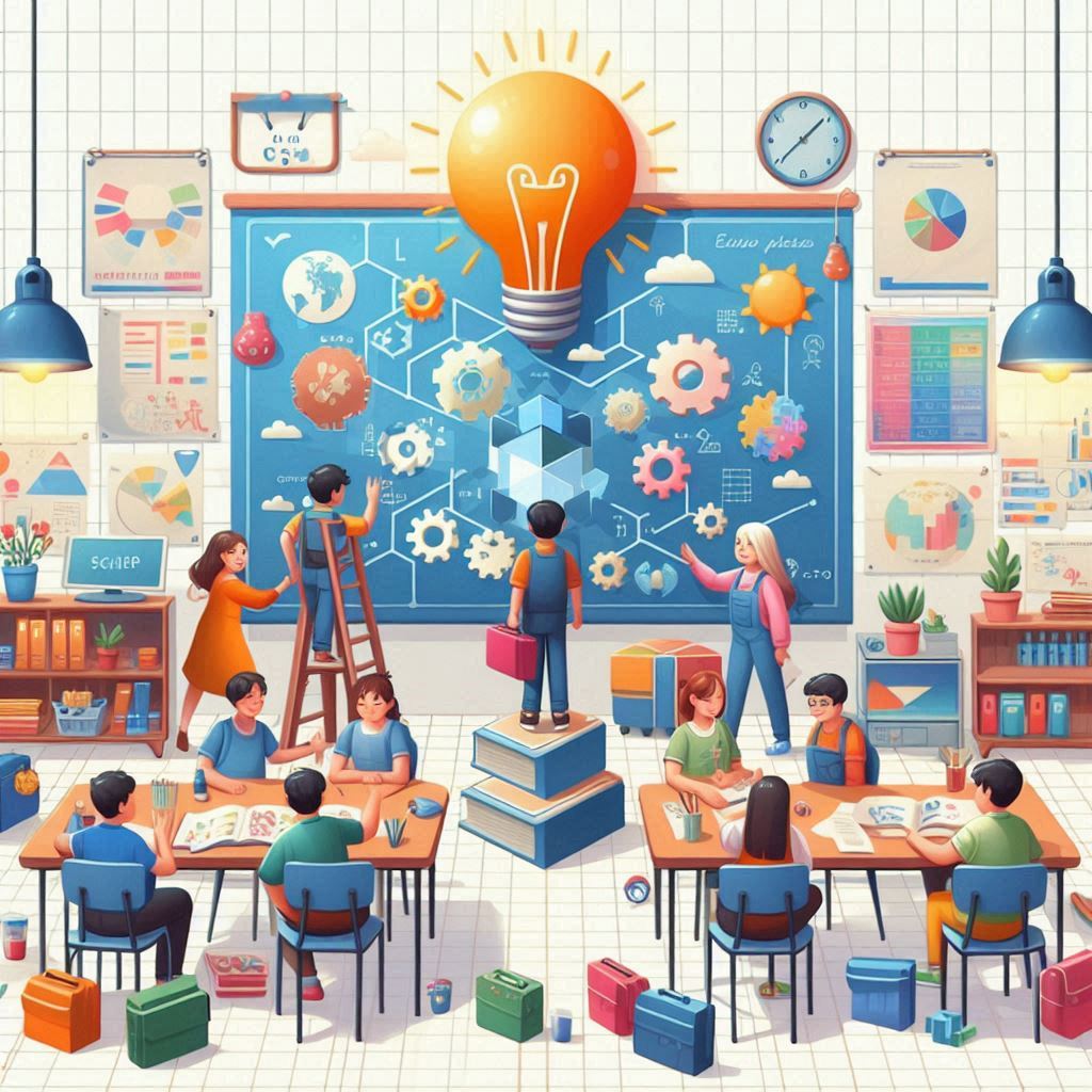 Clase de primaria, organizada en grupos cooeprativos, los cuales van a diseñar un cartel publicitario con Canva