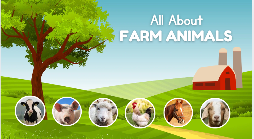 Inicio Canva primero de primaria- animales de granja