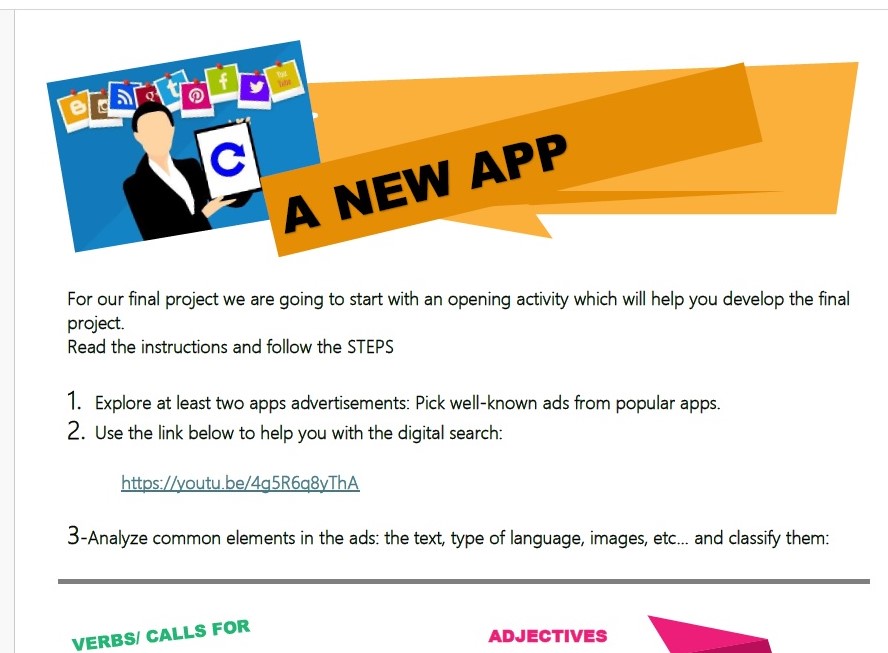 REA FOR AN ENGLISH PROJECT WITH 3RD ESO STUDENTS: A NEW APP