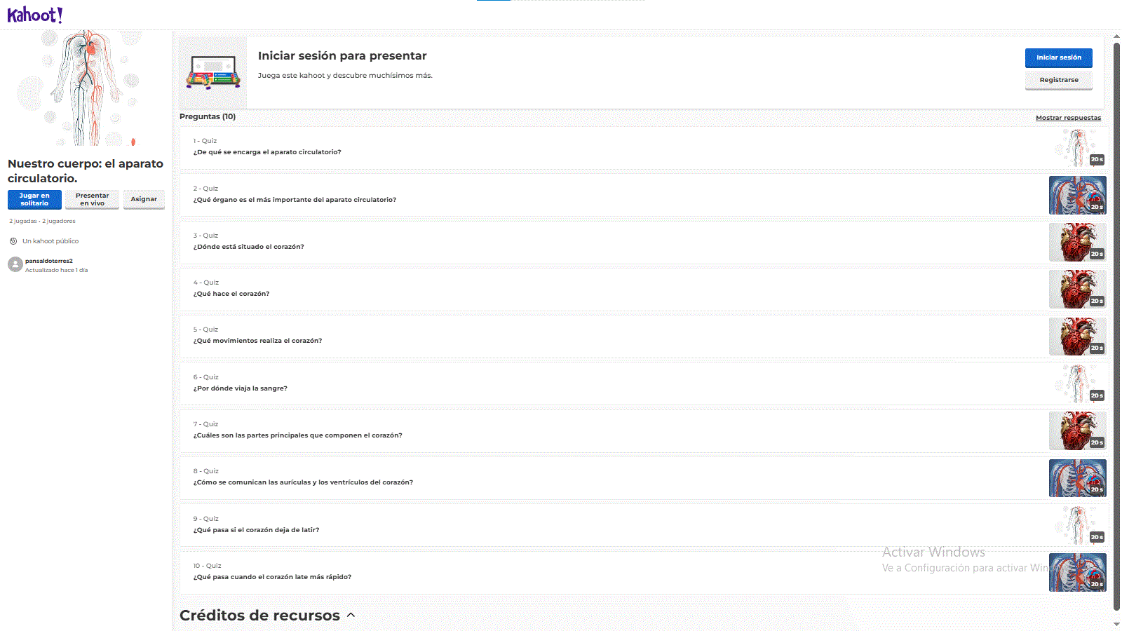 Kahoot! El aparato circulatorio