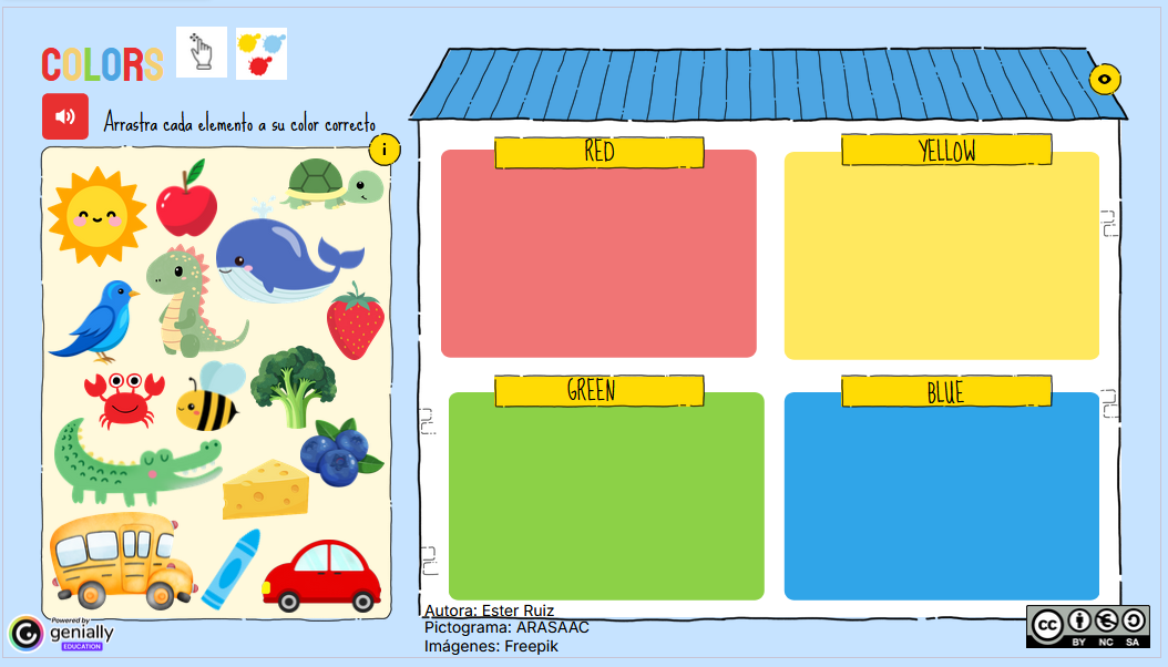 Actividad interactiva para aprender los colores en inglés.
