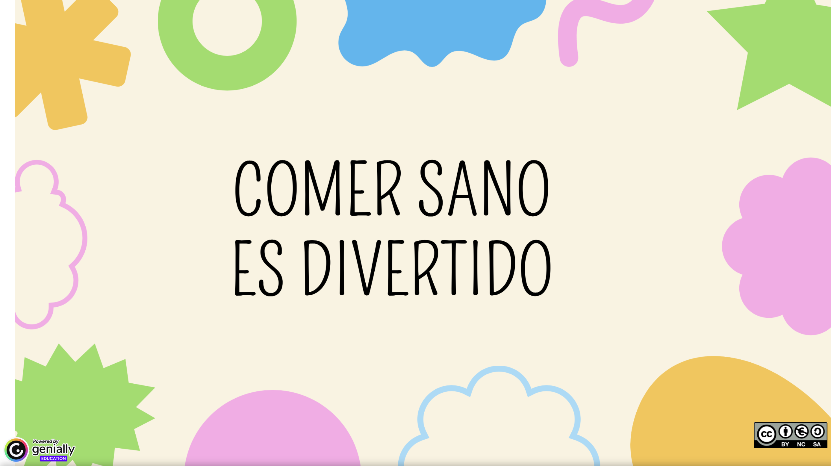 Imagen principal del recurso creado a través de Genially para trabajar la alimentación saludable a través de la conciencia fonológica 