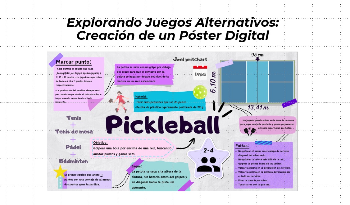 Explorando Juegos Alternativos: Creación de un Póster Digital. Póster Pickleball