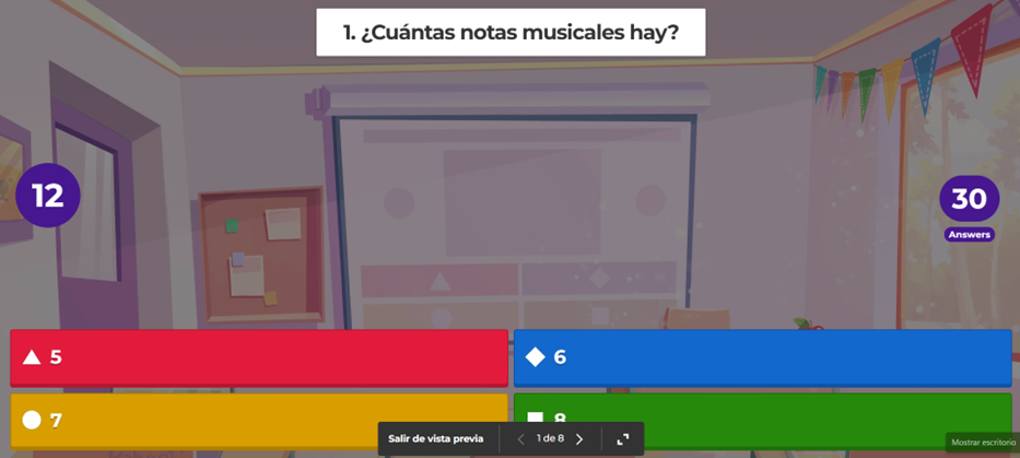 Primera pregunta el Kahoot