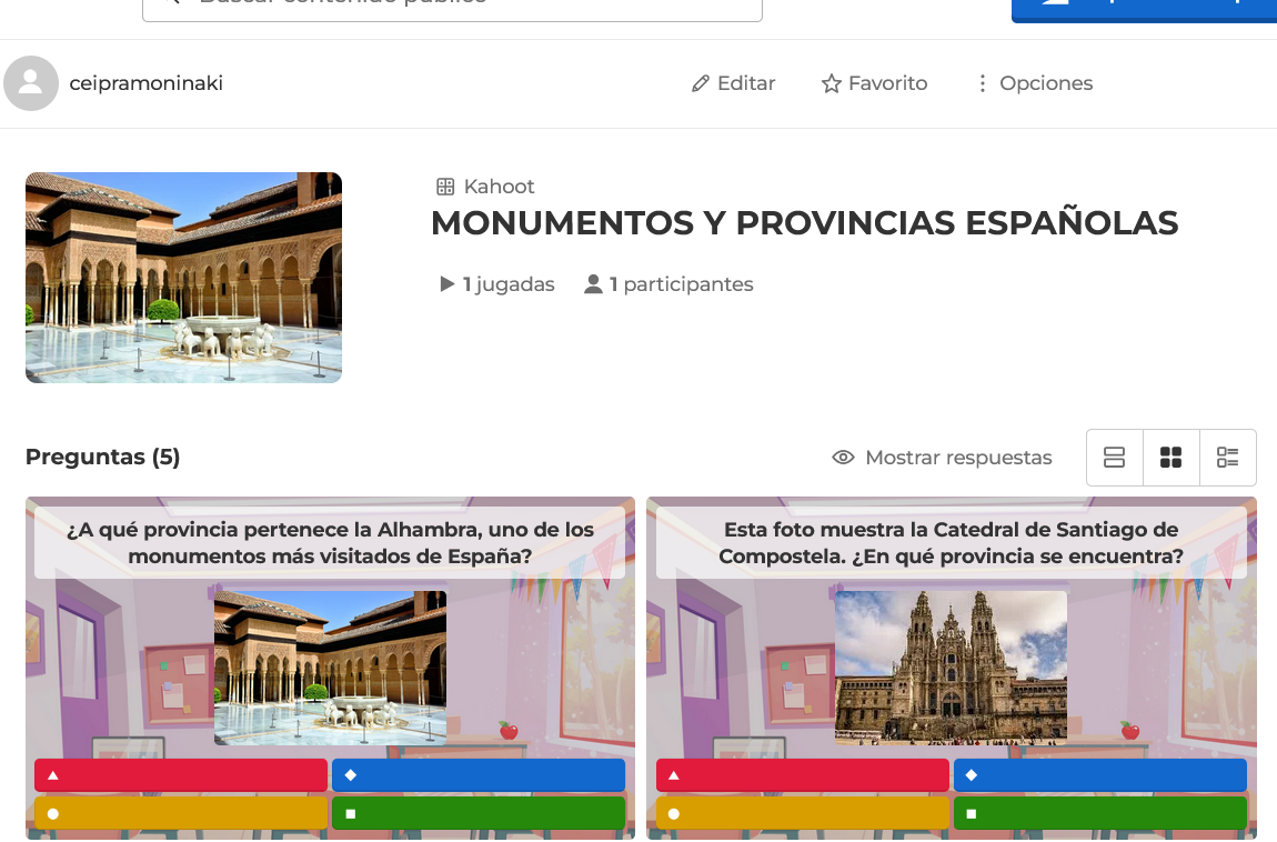 Un Kahoot para aprender las provincias