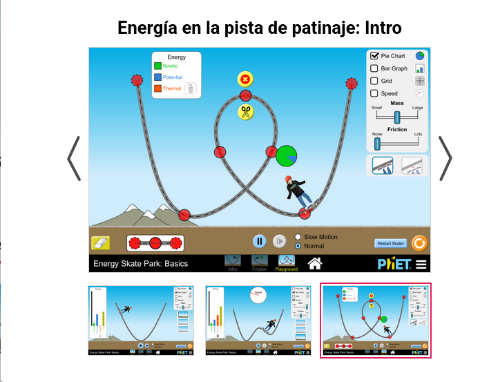 Imagen del simulador Phet utilizado