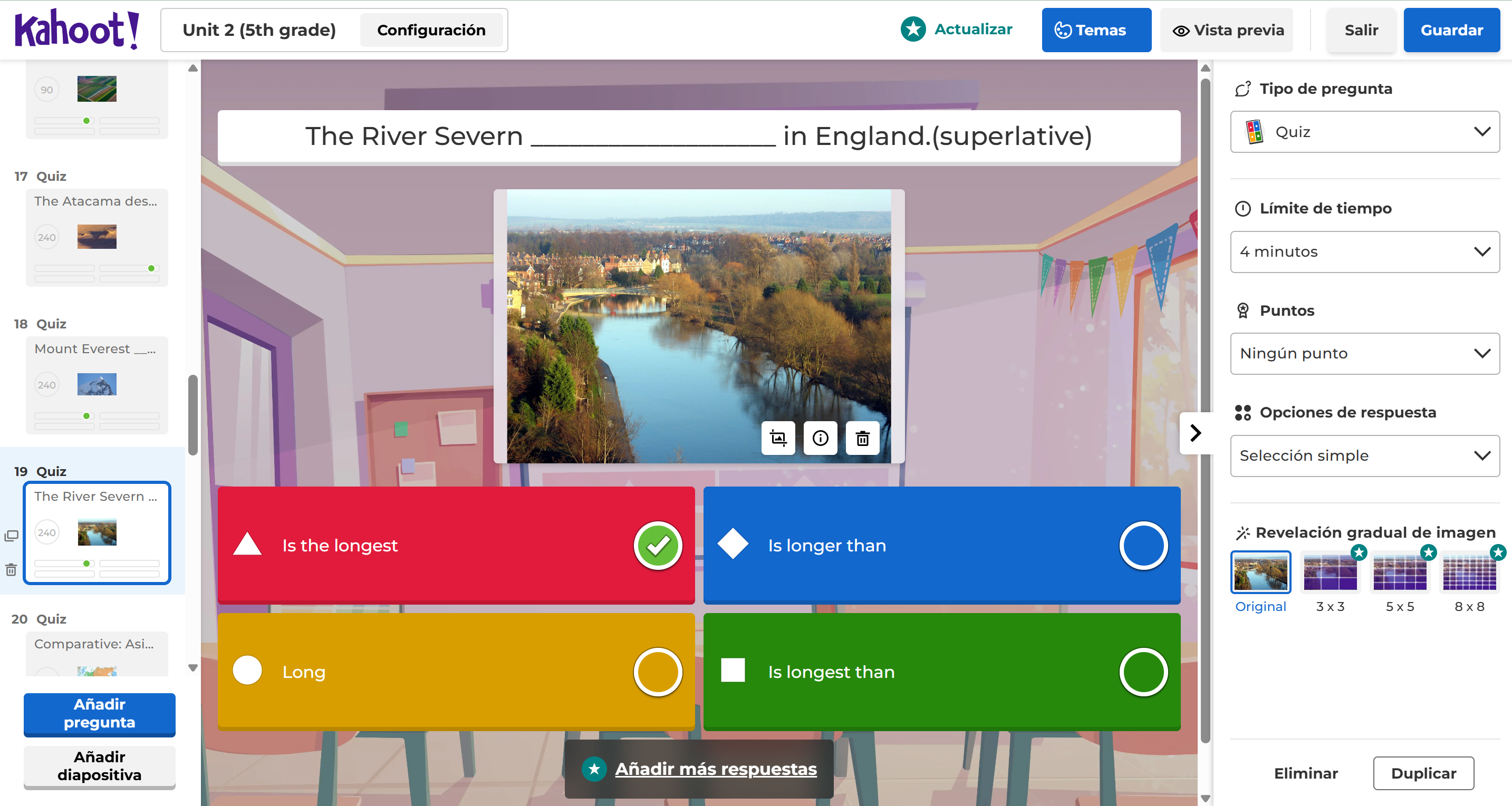 Kahoot evaluación U.2 Nature