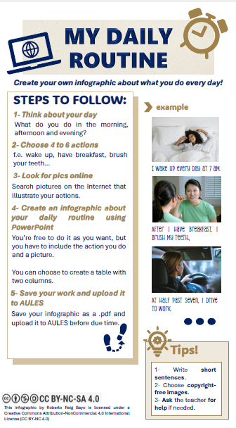 Instructions for the creation of the infography "my daily routine"