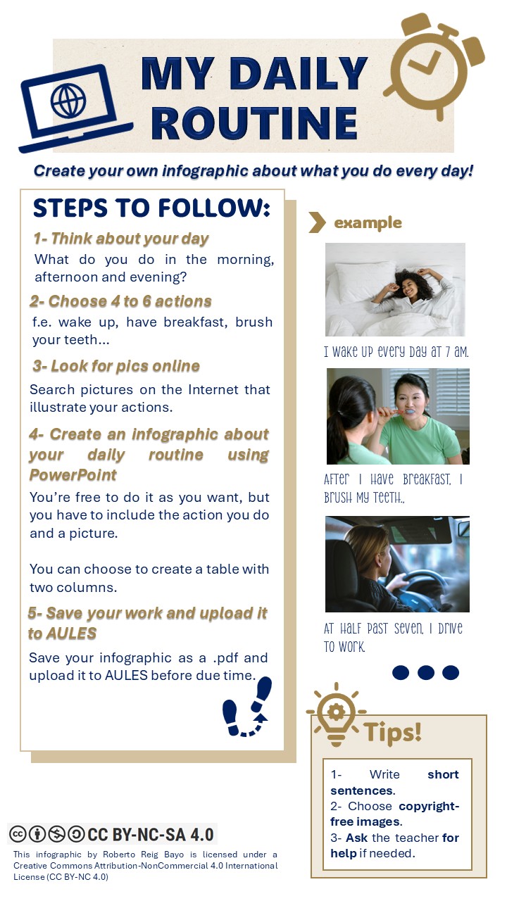 Instructions for the creation of the infography "my daily routine"