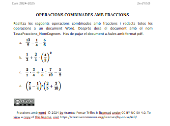 Operacions combinades amb fraccions amb word