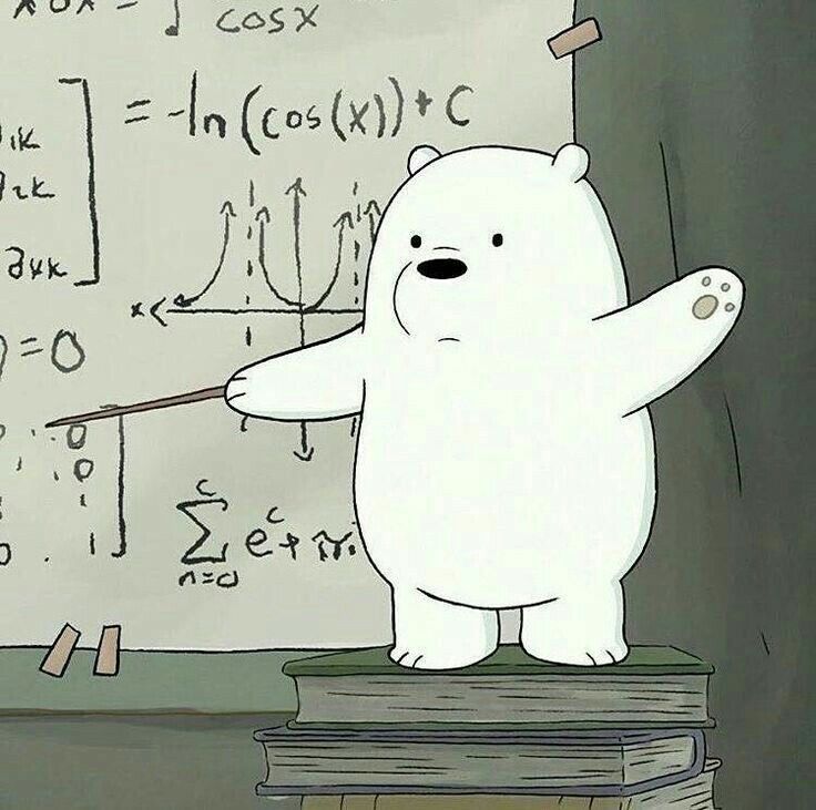 Dibujo de Oso blanco impartiendo una clase de matemáticas. Imagen infantil