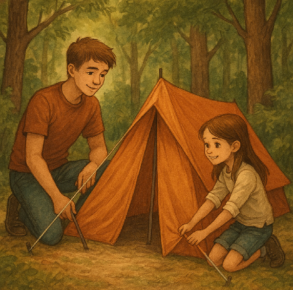 Cuento “La gran aventura del bosque y los trucos para acampar”