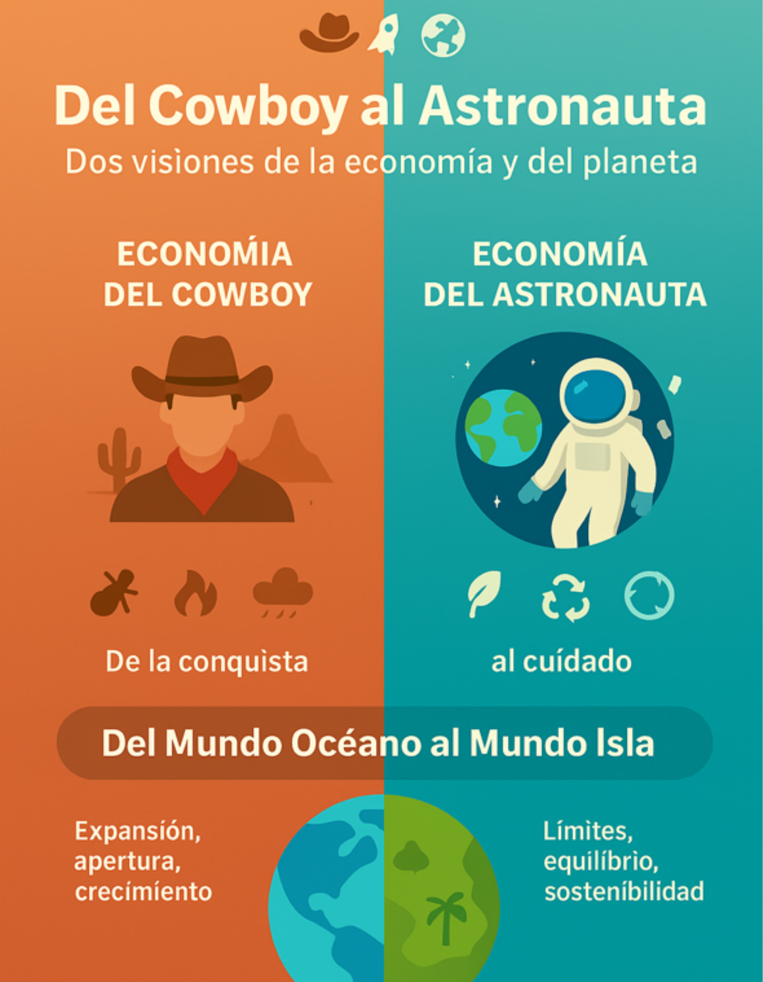 Infografía que distingue, de forma visual, entre las dos perspectivas medioambientales