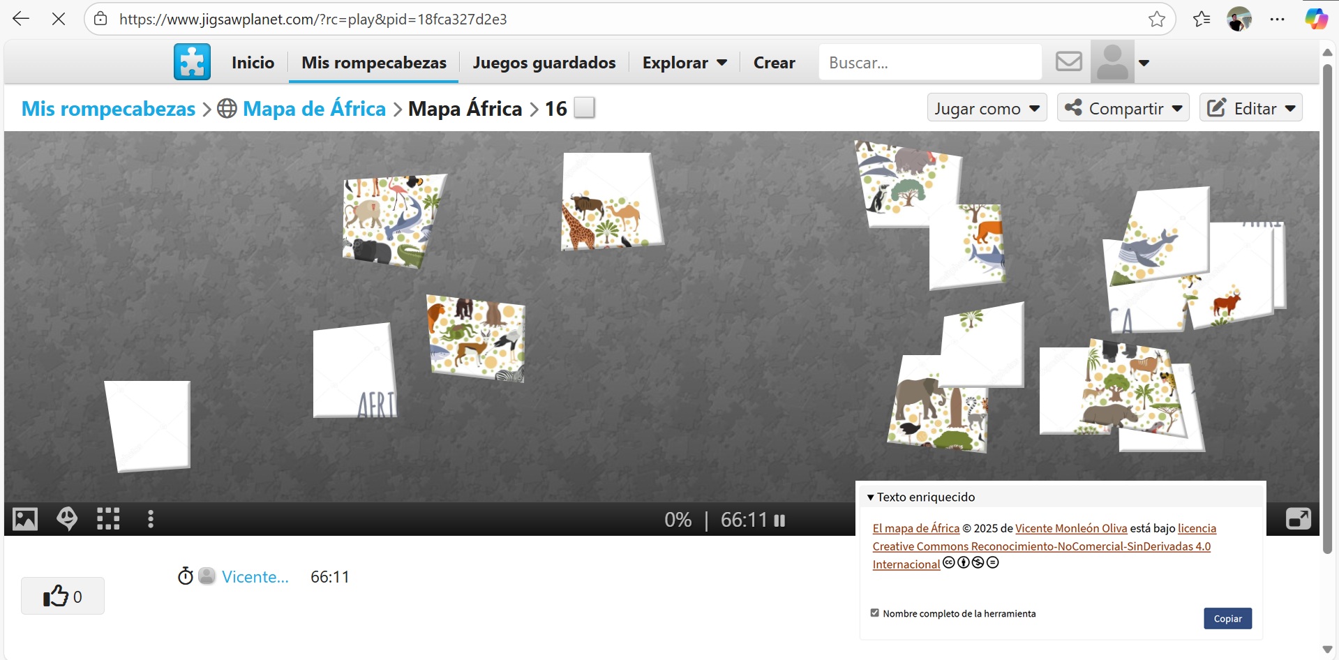 Actividad sobre el mapa de África