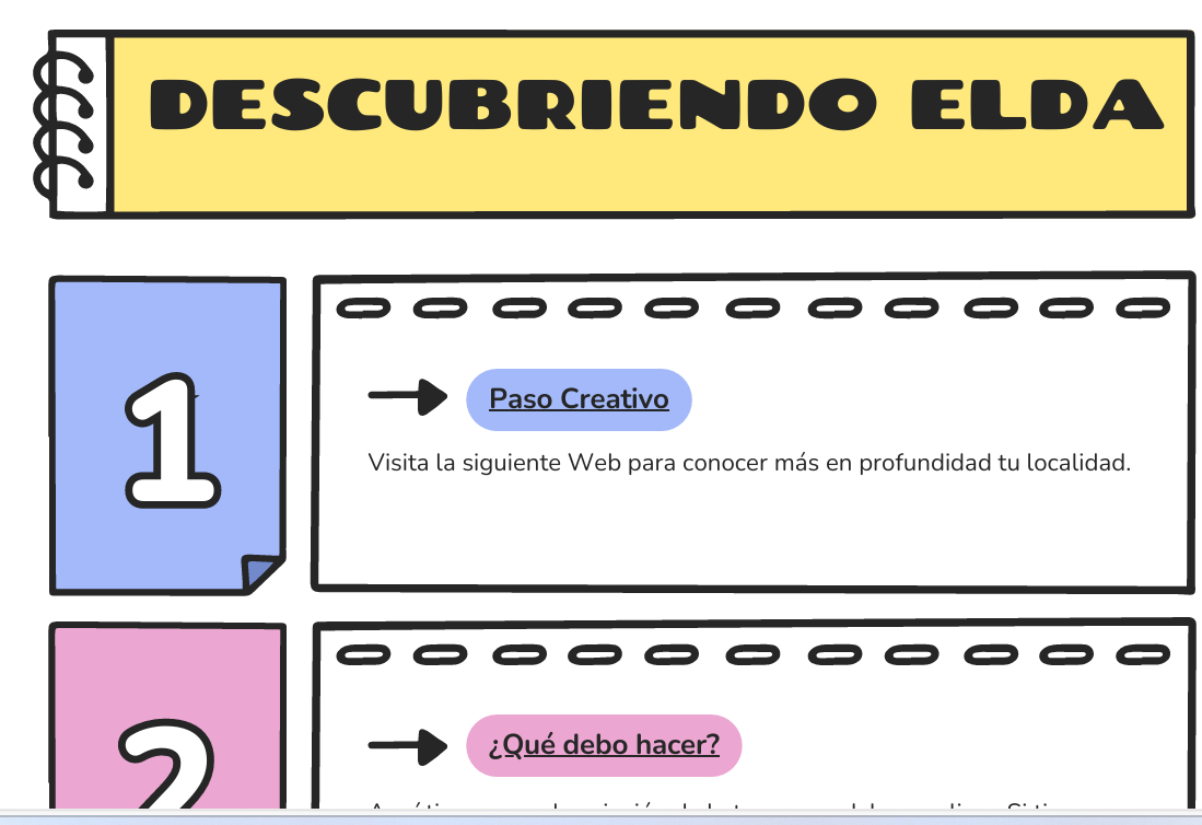 Infografía sobre Tarea relacionada con el descubrimiento del patrimonio de la localidad. 