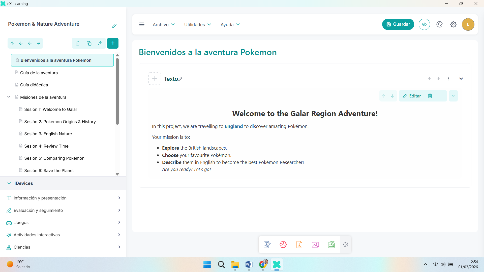 Aquí pueden ver una captura de pantalla de los apartados que integran mi SdA