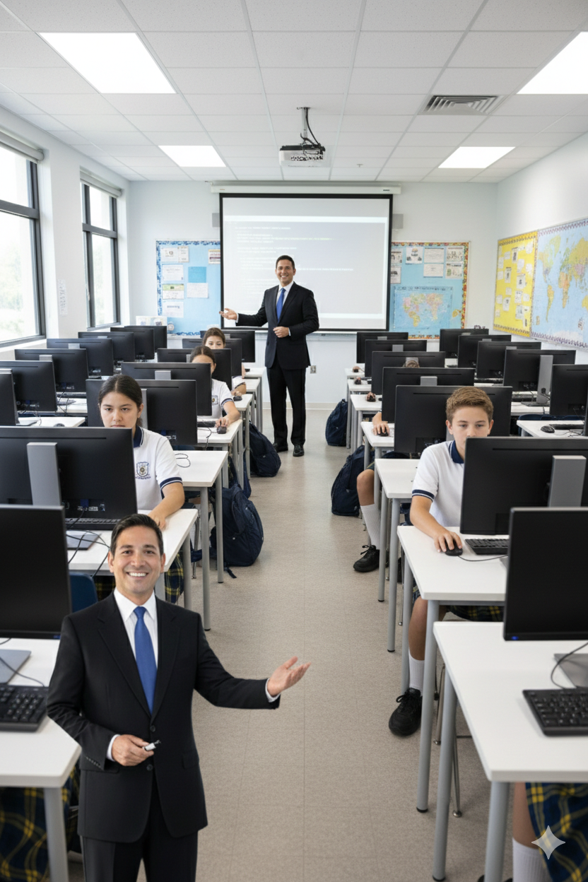 Este entorno tecnológico representa justamente lo que el Internet aporta a la educación: acceso inmediato a conocimientos, espacios de colaboración, materiales actualizados y experiencias de aprendizaje personalizadas. Al mismo tiempo, la supervisión del maestro recuerda la importancia de un uso responsable y guiado, necesario para evitar riesgos como la desinformación, las distracciones o la mala utilización de los recursos digitales.