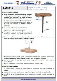 Barrena: Ficha de Herramienta del Taller de Tecnología