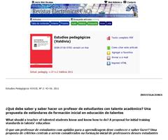 ¿Qué debe saber y saber hacer un profesor de estudiantes con talento académico? Una propuesta de estándares de formación inicial en educación de talentos