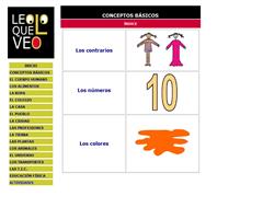 Vocabulario básico: los contrarios, los números, los colores.